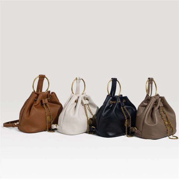 PU Drawstring Double-shoulder Bucket Bag For Women price