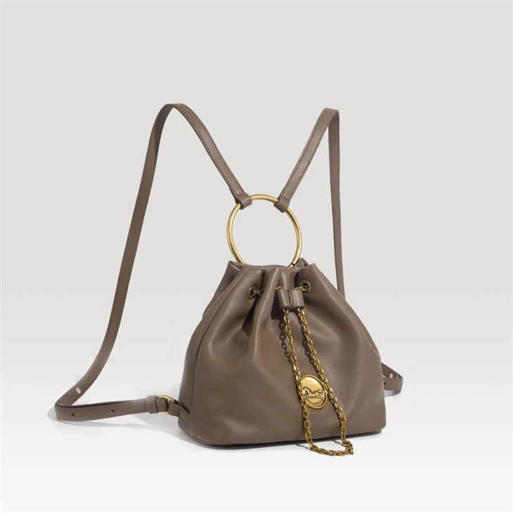 PU Drawstring Double-shoulder Bucket Bag For Women suppliers
